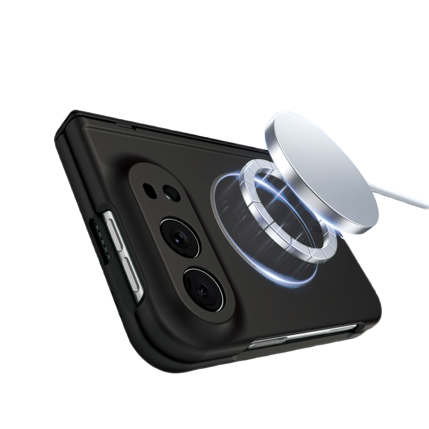 Spineguard P1 iPhone Fold case in Black - supports MagSafe wireless charging without removing the case