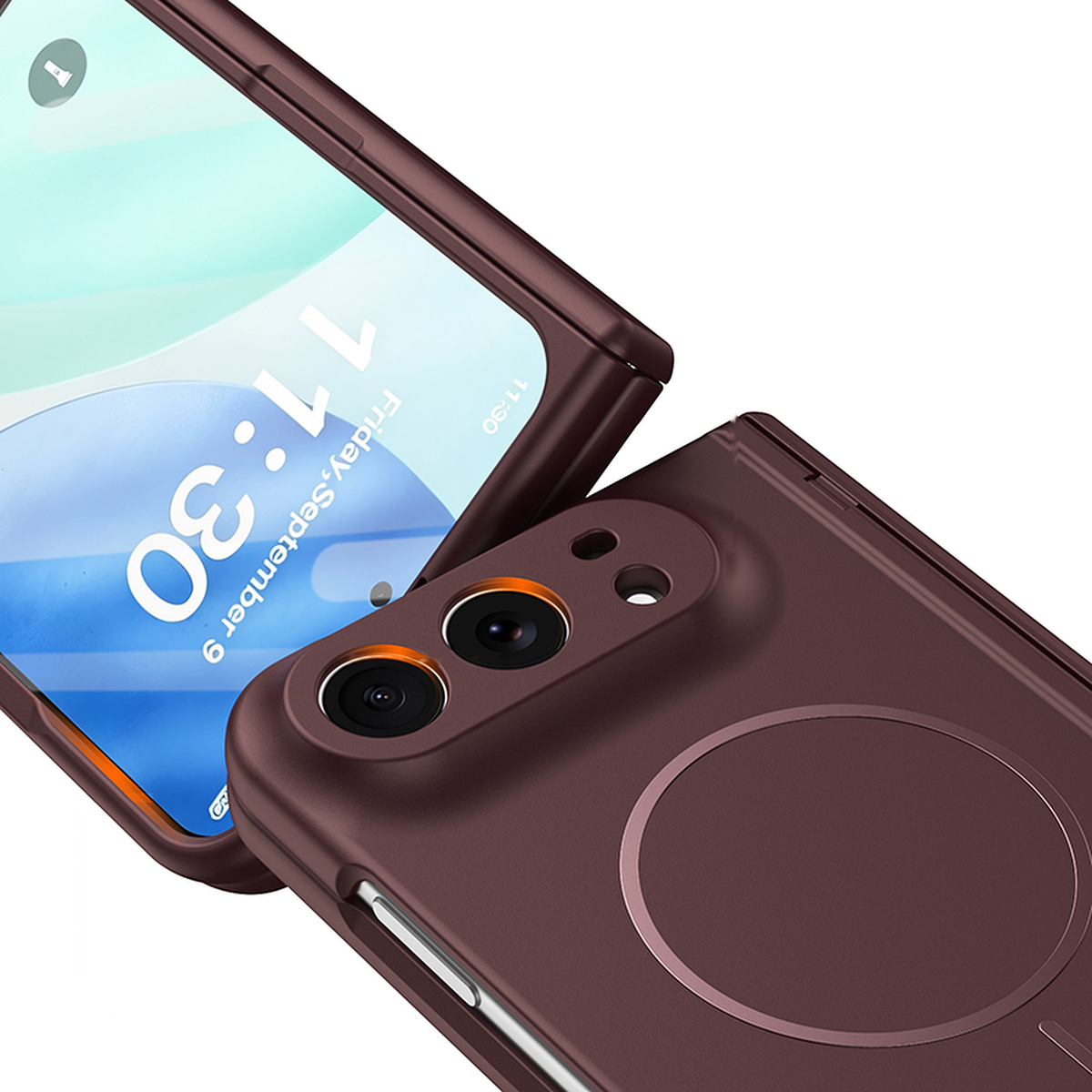 Spineguard P1 iPhone Fold case in Burgundy - scratch resistant PC back panel with raised camera and screen edges