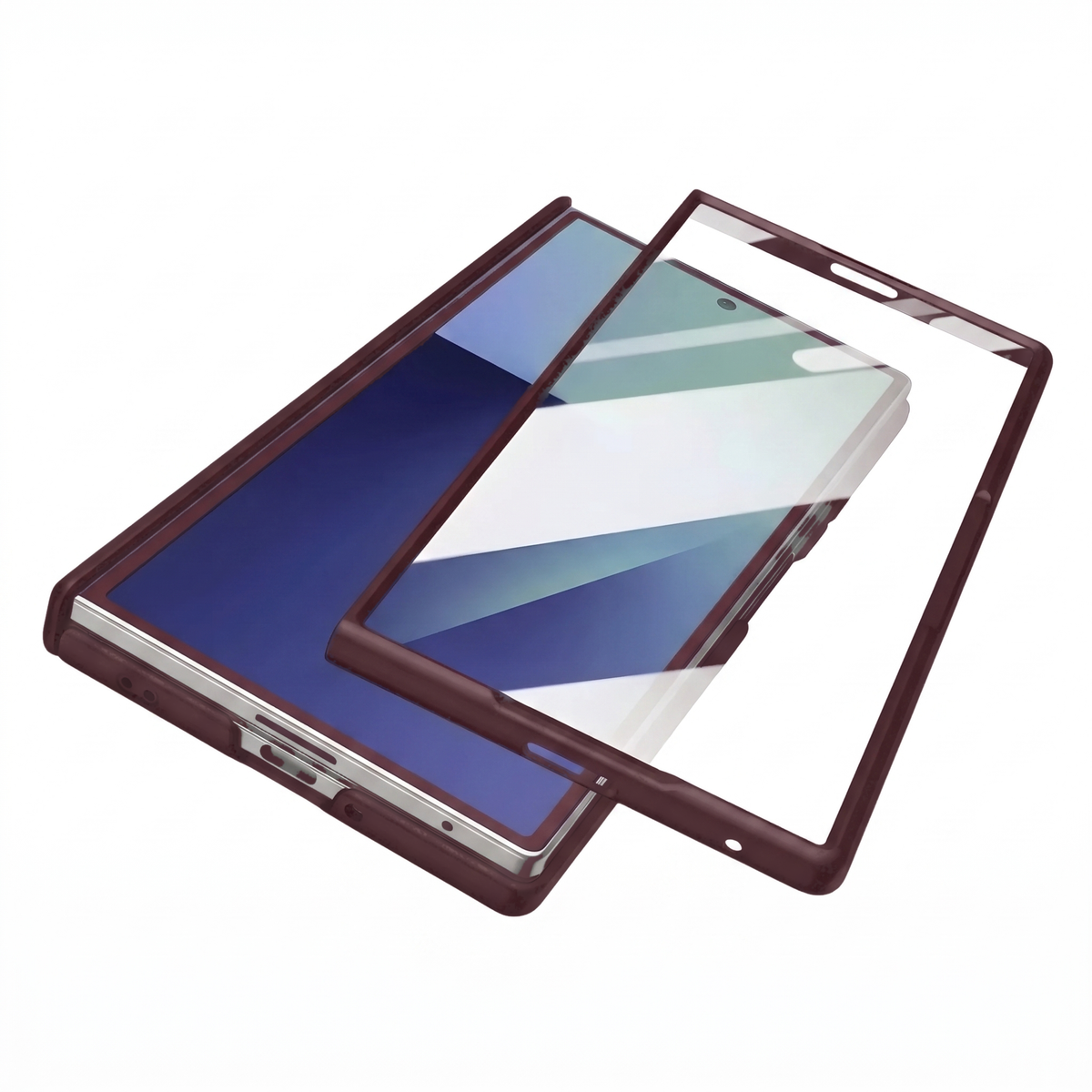 Spineguard P1 hinge case in Royal Burgundy with full-coverage tempered glass screen protector for Samsung Galaxy Z Fold