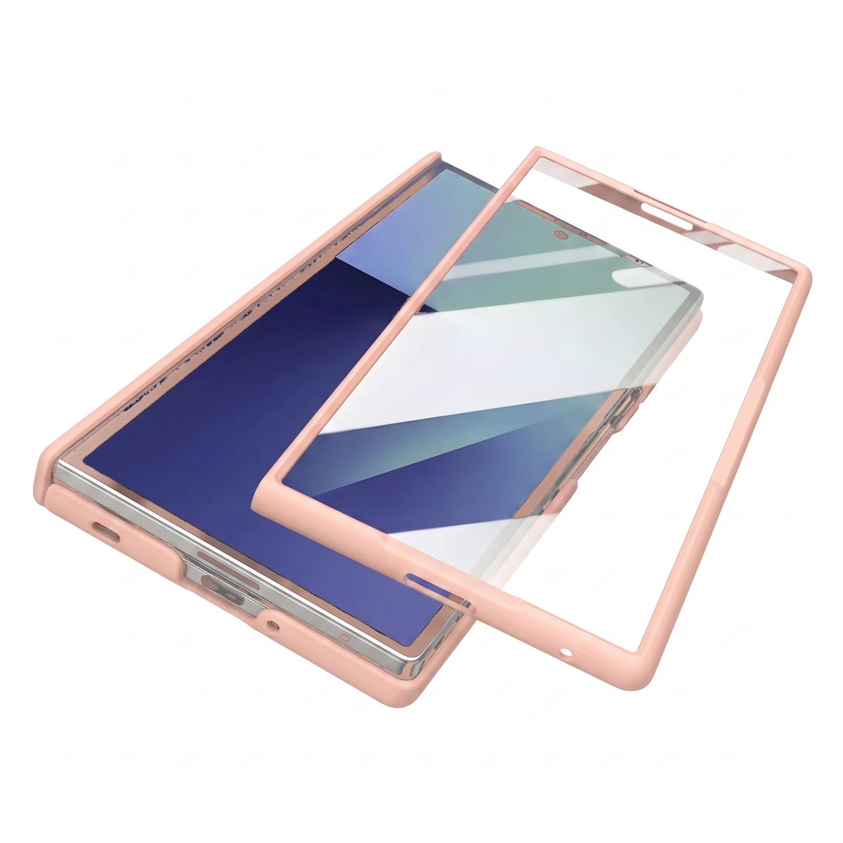 Spineguard P1 hinge case in Soft Pink with full-coverage tempered glass screen protector for Samsung Galaxy Z Fold