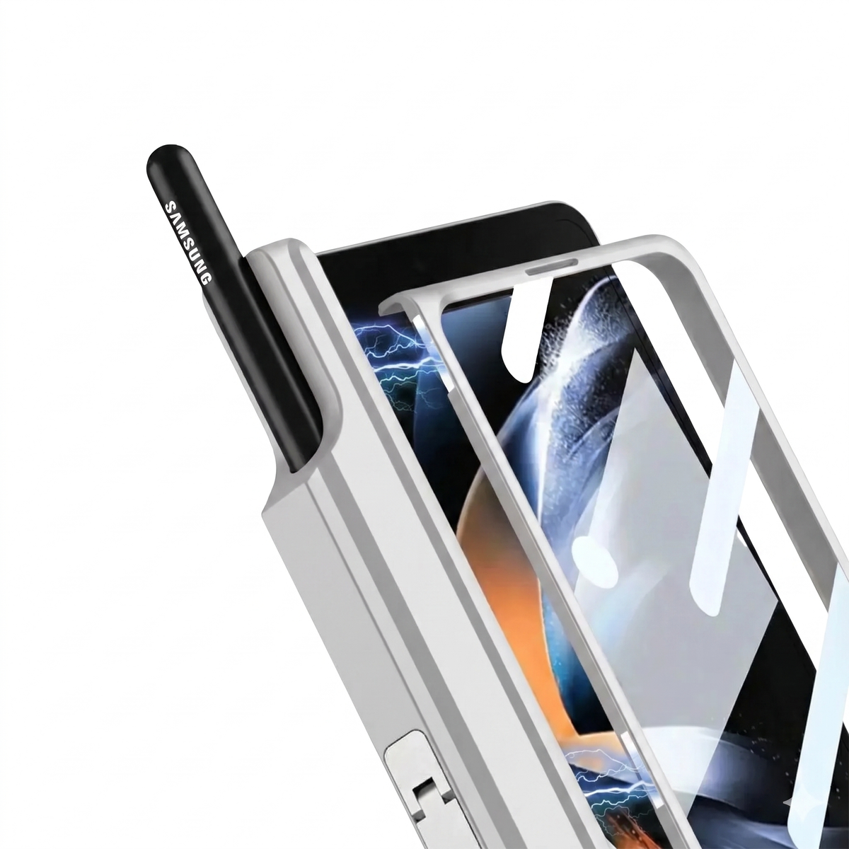 Sync M1 Galaxy Z Fold case in Silver with built-in S-Pen holder