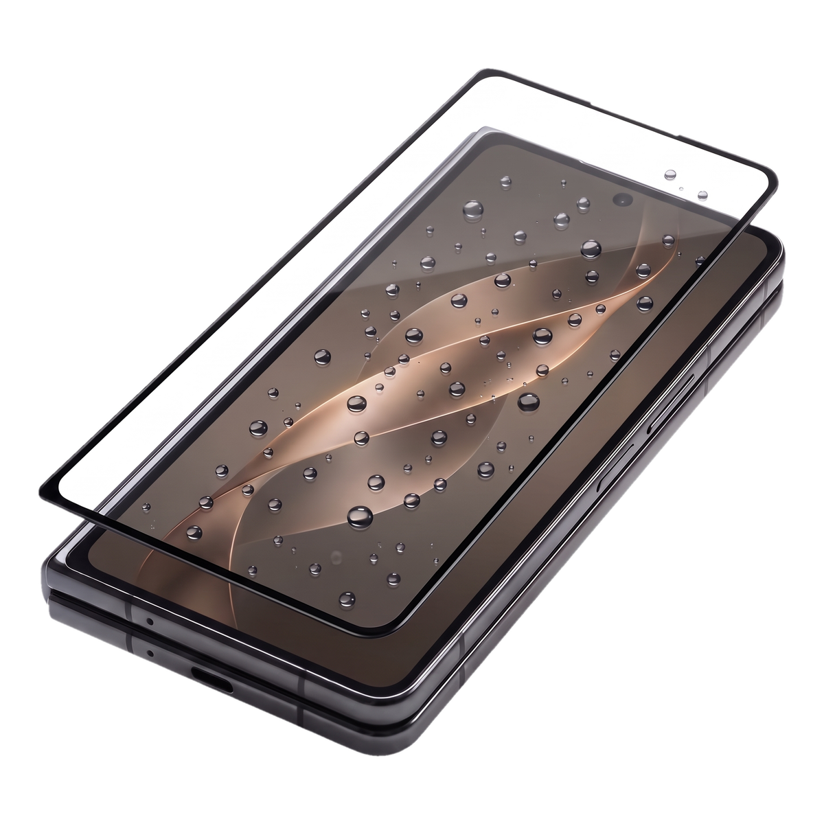 Ion Glass tempered screen protector for Galaxy Z Fold 8 Ultra - oleophobic anti-fingerprint coating repelling water droplets